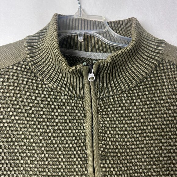 Carbon 2 Cobalt Sweater Men L‎ 1/4 Zip Thick Military Green Pullover Fisherman - Picture 2 of 5